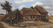 Vincent Van Gogh Cottage with Decrepit Barn and Stooping Woman (nn04) china oil painting reproduction